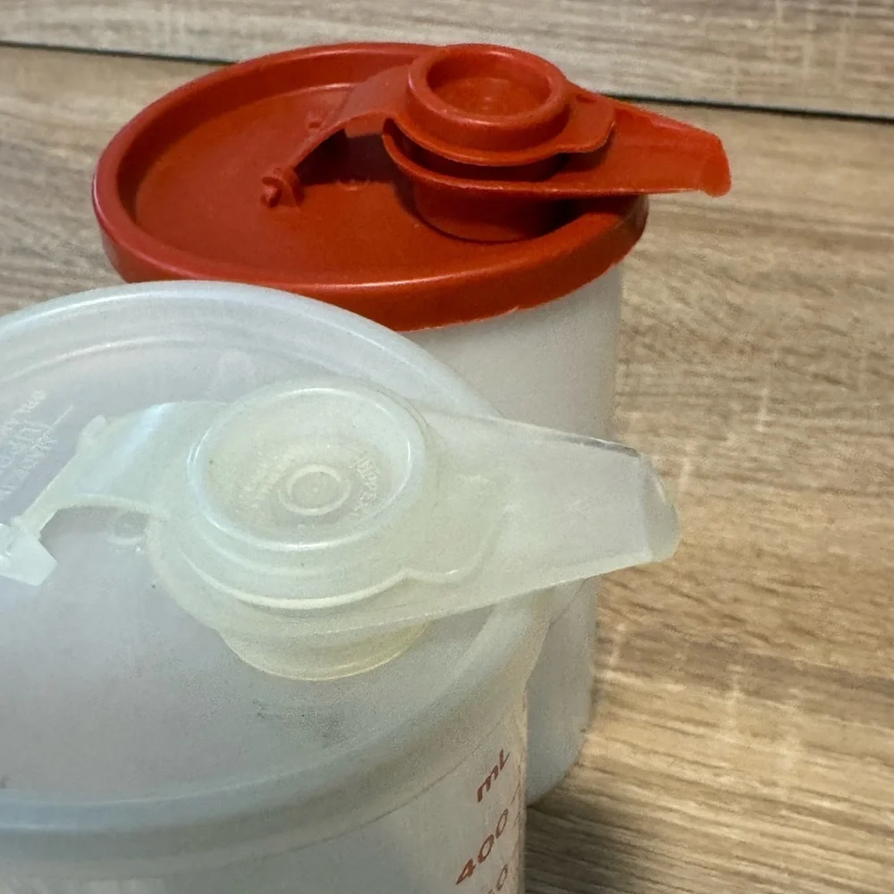 Vintage Tupperware food measuring  storage syrup pour spout sweet saver red